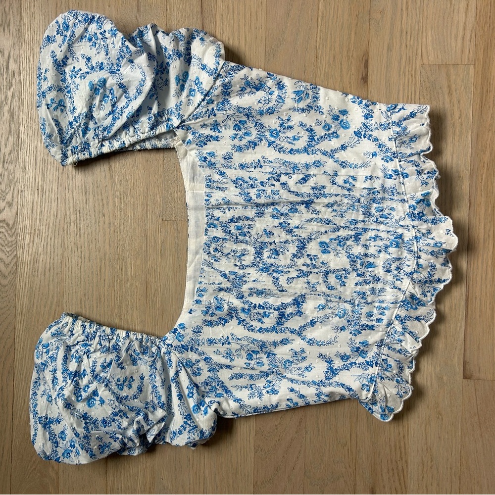 Olivaceous Blue Floral Blouse